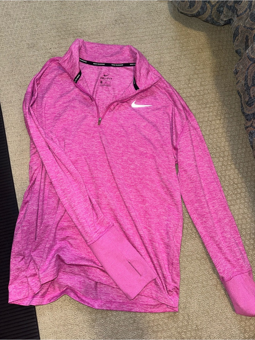 Nike Women's Pink Heather Dri-FIT Quarter-Zip Pullover